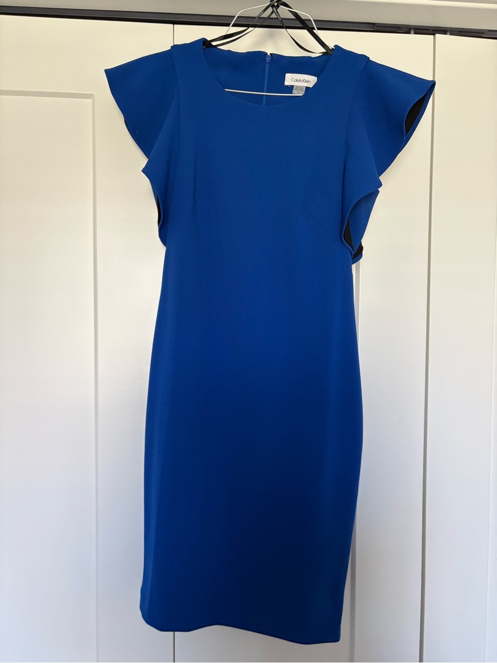 Calvin Klein Cobalt Blue Flutter-Sleeve Sheath Dress